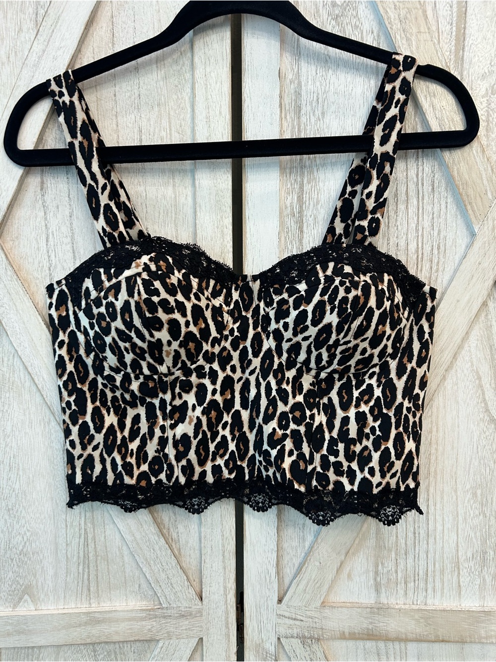 Say What? Leopard Print Lace-Trim Bandeau Bralette - Black & Tan